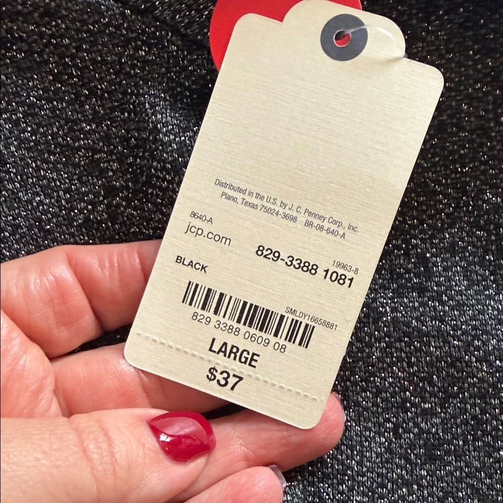 St. John's Bay Charcoal Hoodie Sparkle Sweater - Picture 3 of 7